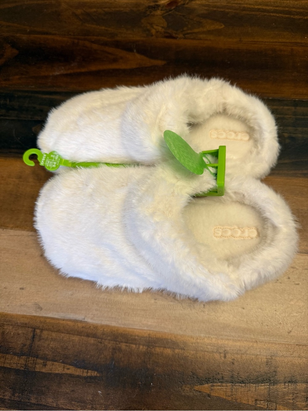 CROCS White Fuzzy Lined Slip-On Slippers